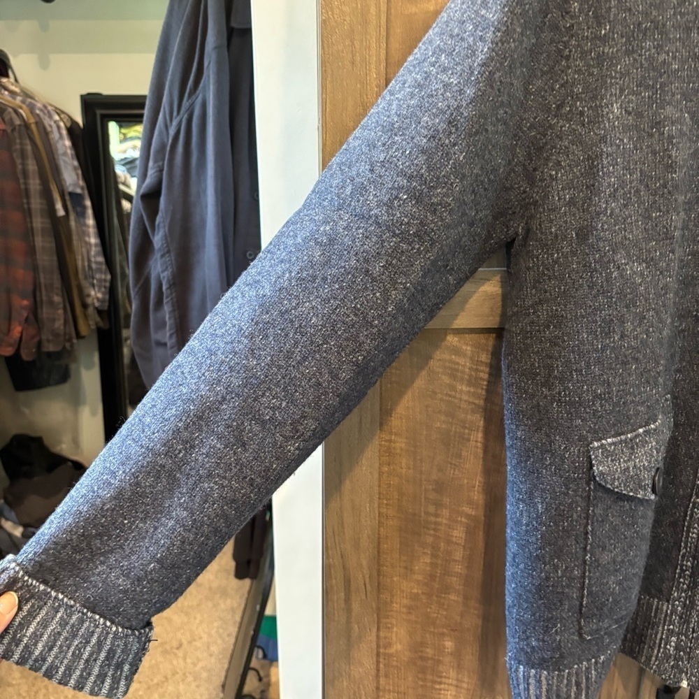 Blue Pronto Uomo XL Wool Zip Front Cardigan Sweater - Picture 6 of 11